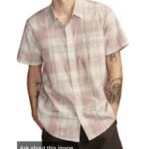 Lucky Brand Shirt Mens Large Plaid Button Up Short Sleeve Pocket Casual Collar